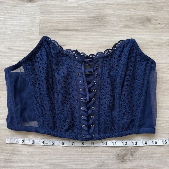 Victoria’s Secret Corset Top Bustier Lace Blue Strapless XL - Picture 12 of 12